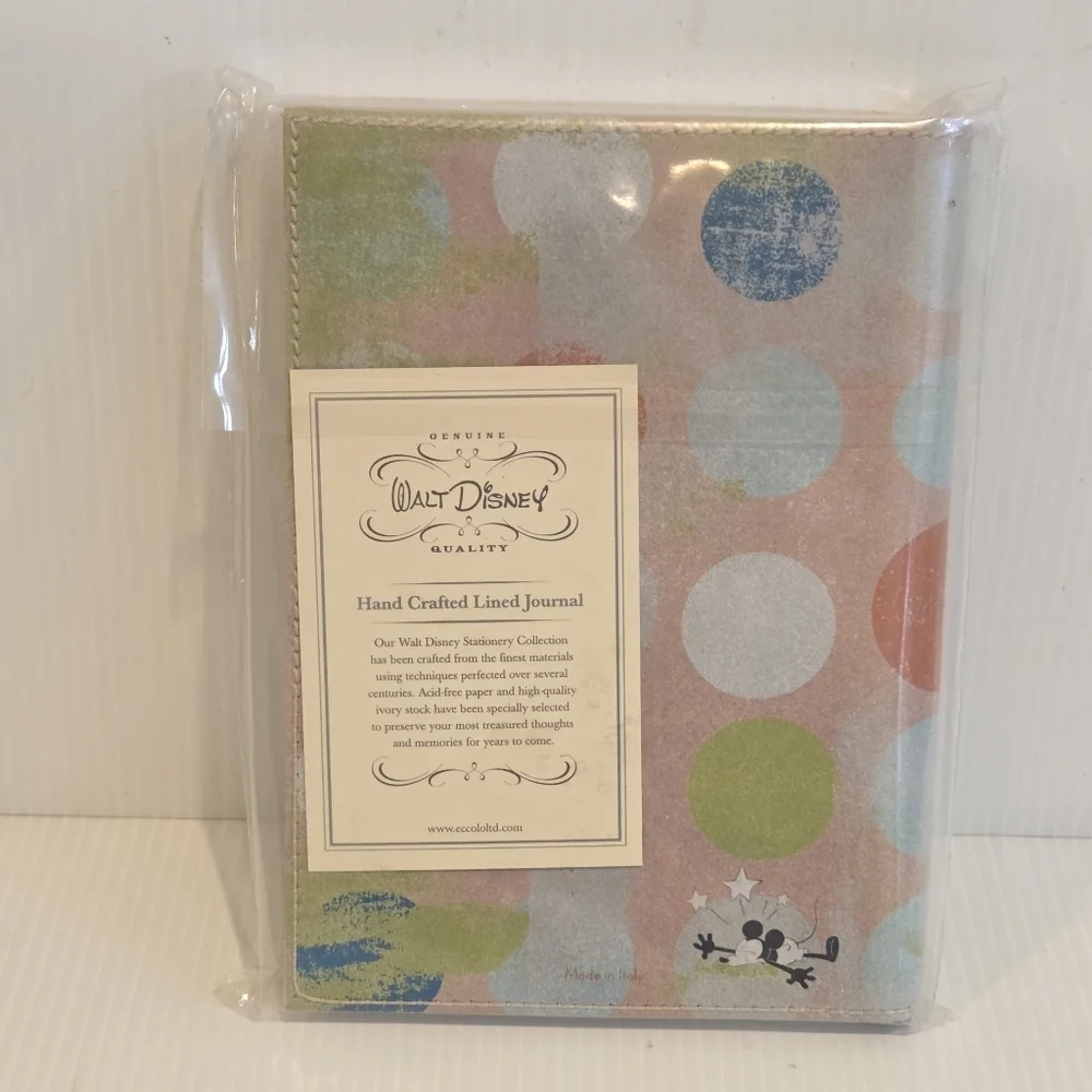 Eccolo Walt Disney Mickey Mouse Journal Stamped Sealed Beige Faux Leather Italy